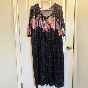 Vintage Style Floral Black Dress